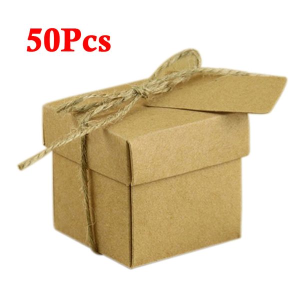 

set of 50pcs set kraft paper brown candy box gift wedding party favour supplies