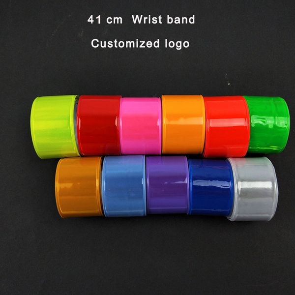 

500pcs/lot 41cm reflective wristband slap band bracelets slap wrap armband for sports running bicycle riding safety visibility