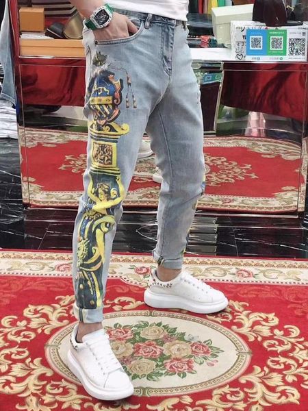 

bh03284 fashion men's jeans 2020 runway luxury european design party style men's clothing, Blue