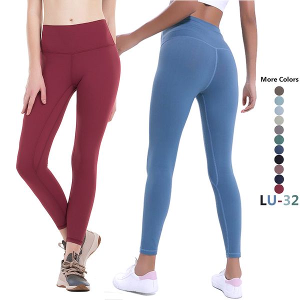 

lu-32 leggings 2020 women yoga lu pants yogaworld high waist sports gym wear elastic fitness lady overall tights workout, White;red