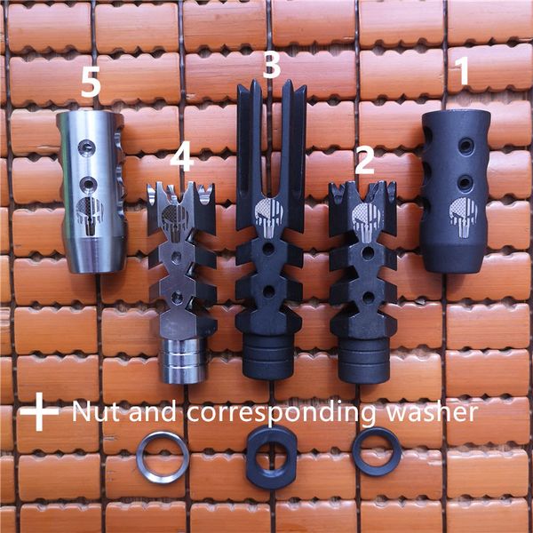 

223 .308 compact muzzle brake 1/2-28 5/8-24 flash hider with crush washer and jam nut
