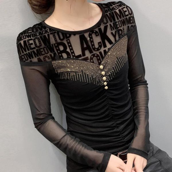 

дамы блузок 2020 весной новый леопард рубашки сетки блузка рубашки дамы длинным рукавом женская блузка blusas, White