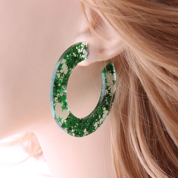 

neefuwofu hoop earrings fluorescent transparent pvc ear ring for women chinese style big earring boucles oorbellen brincos ear, Golden;silver