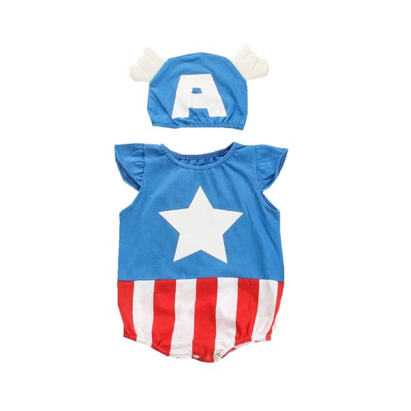 

summer cotton baby clothes sleeveless cartoon triangle rompers climbing clothes jumpsuit children's clothing set, Blue