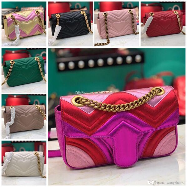 

5a446744 women bag gg marmont women crossbody bag female shoulder bag lady real leather chain bags messenger bags with box, Black