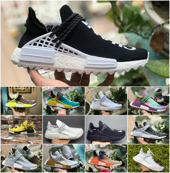 

2018 new pharrell williams human race nmd men women sports running shoes black white grey nmds primeknit pk runner xr1 r1 r2 sneakers