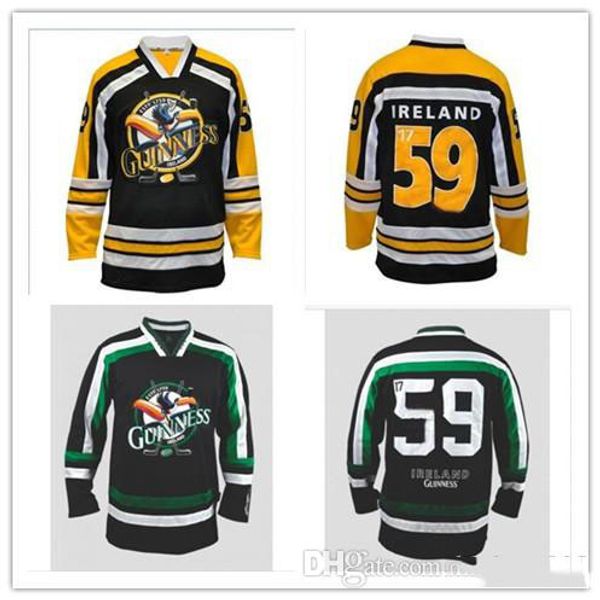 

изготовленный на заказ джерси 5xl 6xl vintage irlanda guinnesstoucan hockey jersey вышивка сшита настроить любое количество и название трико, Black;red