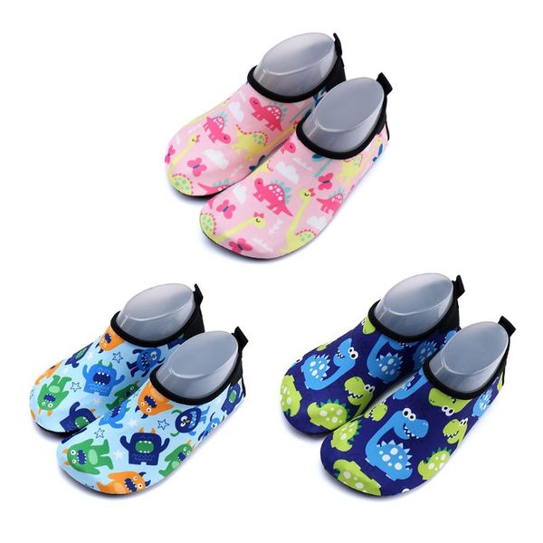 

toddler kids swim water shoes cute cartoon dinosaur monster print non-slip rubber sole quick dry barefoot aqua beach pool socks
