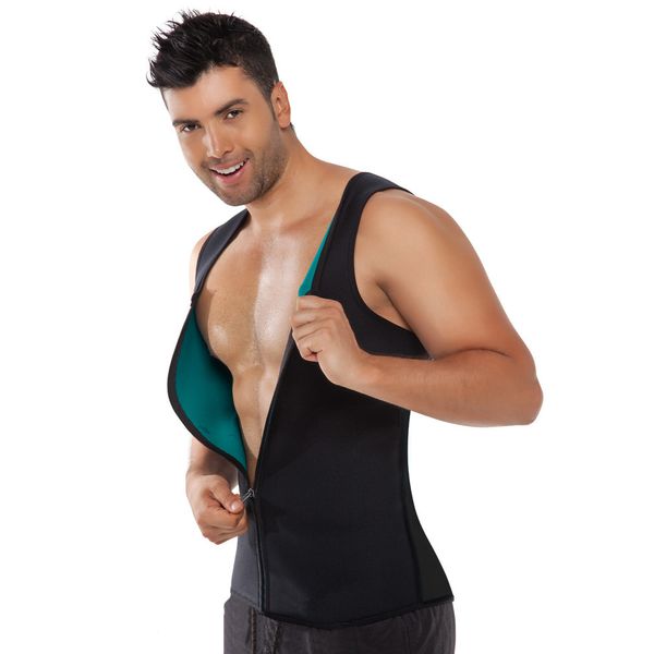 Bodyshaper Neoprene suor de New Men Hot Corset Slimming Vest Corpo Shaper Zipper Sauna Regatas Workout Shirt para perda de peso