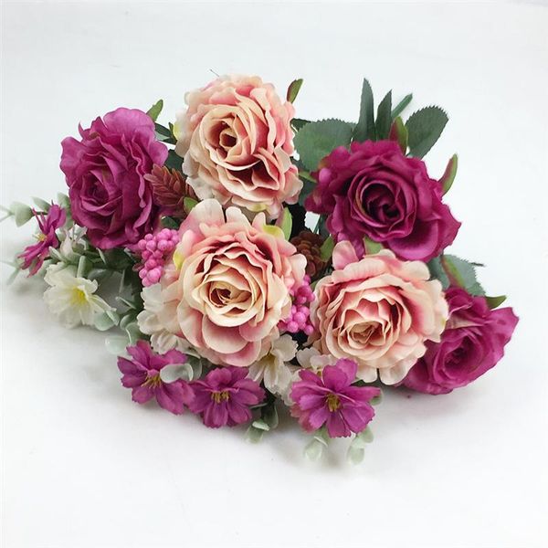 

1pcs rose bouquet twelve piece lifelike fake rose artificial for home wedding store