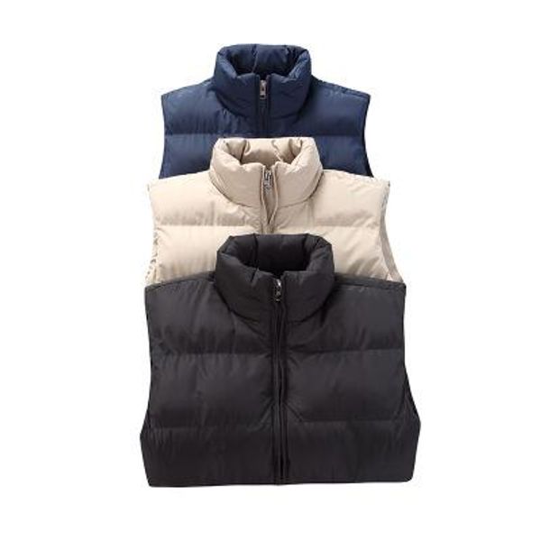 

мужской зима теплой жилет ветровка толстых пальто черного стенд воротник рукава синего хаки мужское пальто повседневная одежда, Black