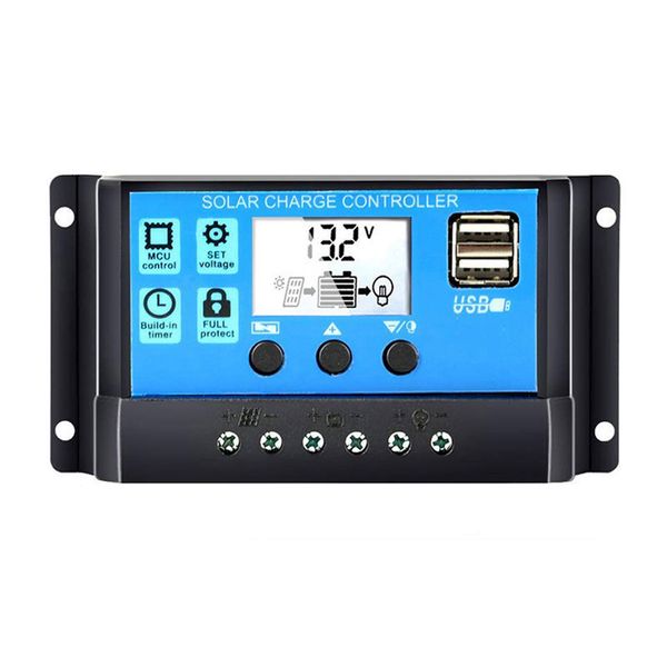 

universal solar panel controller battery charge regulator 12v/24v auto with dual usb for diy solar power