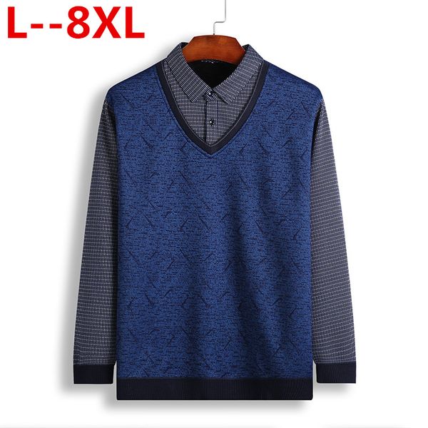 

big size 8xl 6xl 5xl 2018 winter fashion casual men sweaters pullover slim fit cotton patchwork men sweaters pullover plus size, White;black