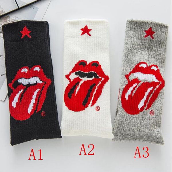 

women fashion socks lips big tongue cotton casual fashion socks college style couple cartoon socks, Black;white