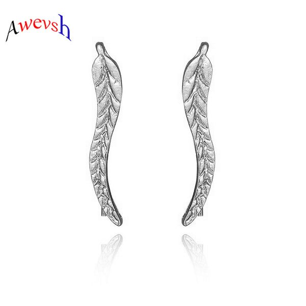 

awevsh new design fashion alloy earrings for women oorbellen pendientes flawless metal leaf earrings stylish ear clip jewelries, Silver