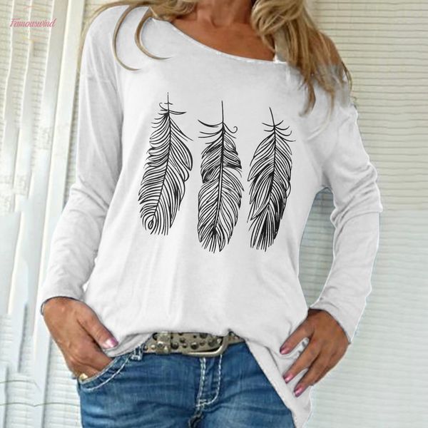 

2020 fashion plus size autumn womens loose fashion large recreational printed long sleeve t shirt colorful clothses, White
