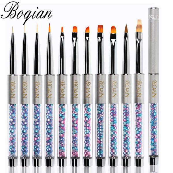 

bqan 11 style nail brush uv gel liner painting pen acrylic drawing brush for nails gradient rhinestone handle nail art tool, Yellow