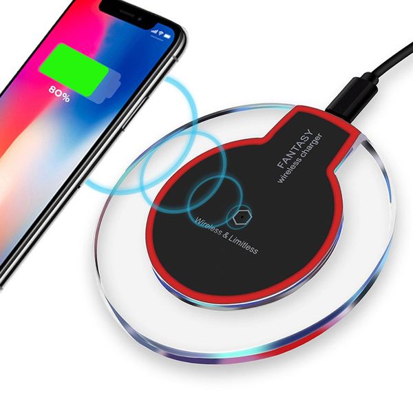 

fast delivery qi wireless phone charger portable fantasy crystal universal led lighting tablet charging for iphone 11 pro max xr x xs galaxy