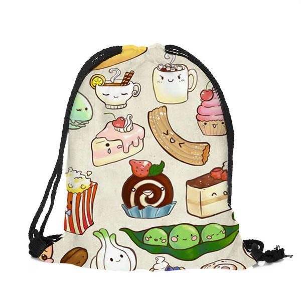 

39x30cm funny harajuku cute cloth drawstring bags canvas kawaii storage bags backpack 3d print womens gift bag