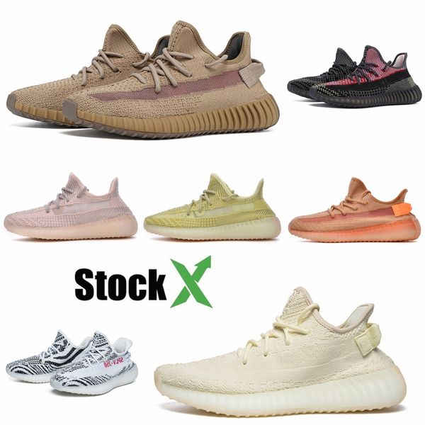 

2020 new yeehu yecheil black static reflective kanye west running shoes gid glow true form clay butter men women designer sneakers #dss121