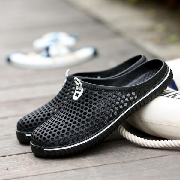 

woman shoes summer hollow slippers fashion outdoor breathable casual couple beach sandal flip flops shoes beach slippers, Black