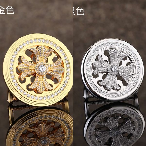 

14pg3 rotating belt buttons tiktok time-running single belt button head men's rotating pure fine steel diamond buckle single sale butto, Slivery;black