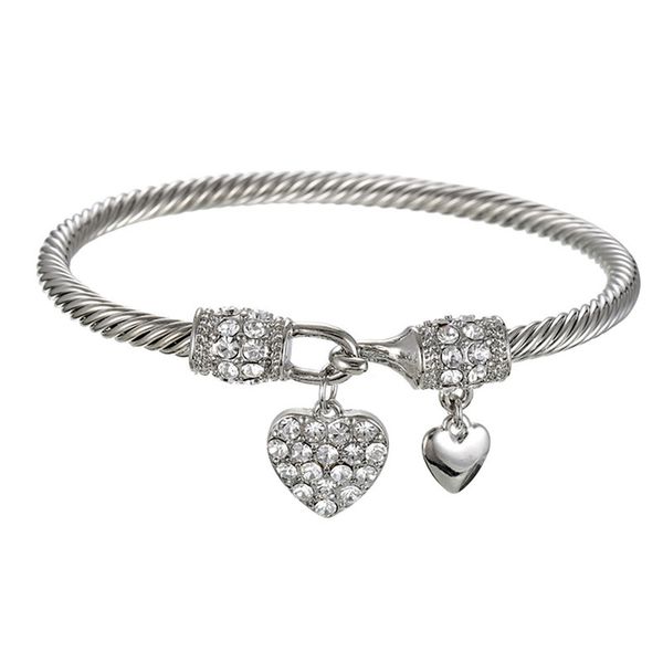 

новые моды из нержавеющей стали женщины braceletbangles роскошные кристалл braslet шарм сердце открытый браслет лучший друг ювелирных издели, Golden;silver