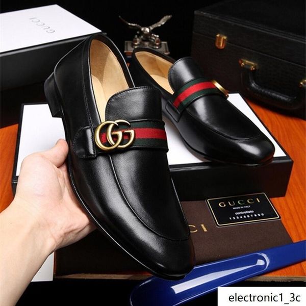 

rs brand male casual flats shoe cowhide leather slip-on mocassin metal button men s suit shoe zapatillas 40-46