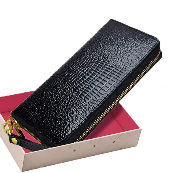 

women alligator leather wallets crocodile purse female card holder money dollar bag ladies gold long walet girls wristlet, Red;black
