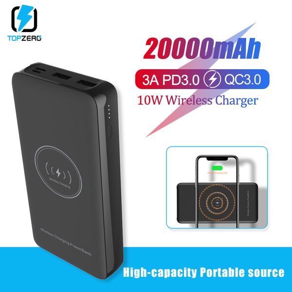 

20000mah qi 10w wireless charger power bank 18w quick charge qc3.0 pd3.0 powerbank portable usb c external battery fast charger