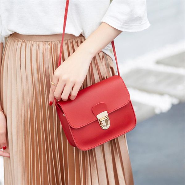 

cute girls mini purse women coin purse fashion solid color cover lock shoulder money bag crossbody bag phone clutch wallet, Red;black