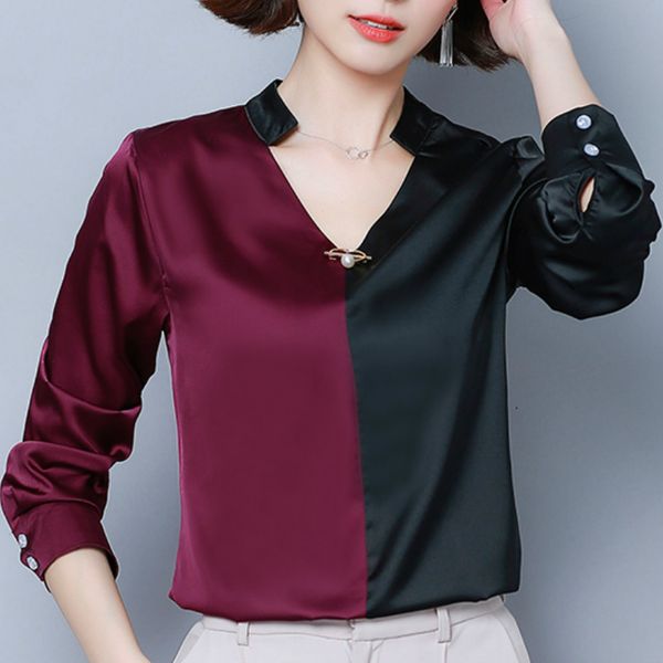 

женские топы и блузки с v-образным офисные блузки дамы топы blusas mujer де moda 2020 шифон блузка рубашка женская одежда c741, White