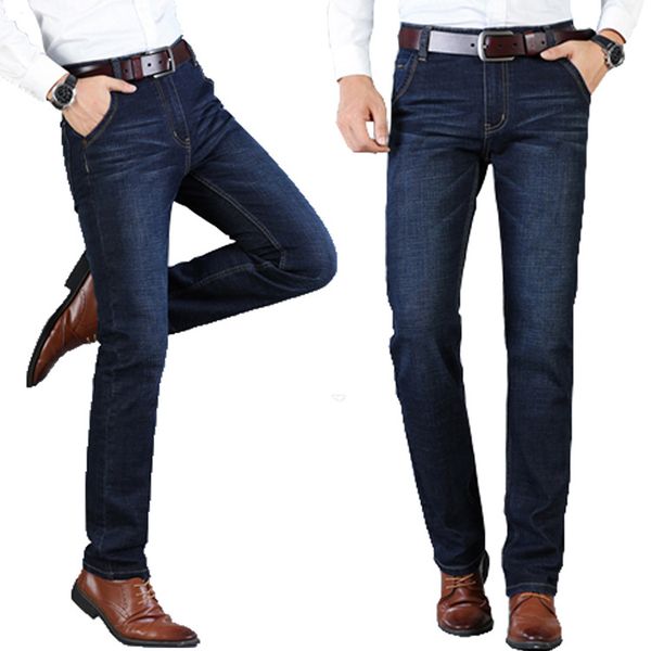 

2018 autumn and winter new mid-rise jeans business men's casual large size straight stretch jeans trousers 29-46 yards, Black