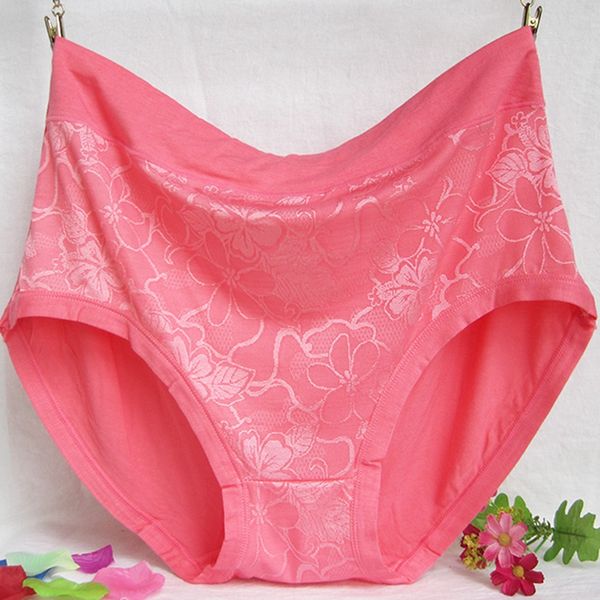 

2020 new arrival briefs women lace printing bamboo fiber plus size 6xl women's underwear woman mother panties, Black;pink