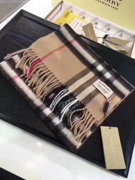 

gift 2019 winter luxury 100% cashmere scarf men and women designers classic big plaid scarves pashmina infinity scarfs 160x31cm, Blue;gray