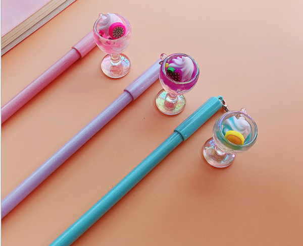 

144pcs/lot wholesale new creative goblet ice cream pendant pen office creative stationery writing supplies gp839