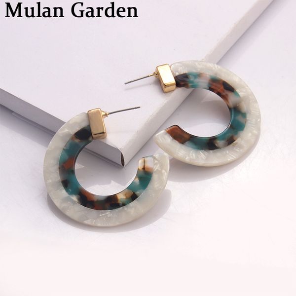 

m&g fashion two-color stitching c hoop earrings for women elegant resin fashion acrylic earring female hoops jewelry accessories, Golden;silver