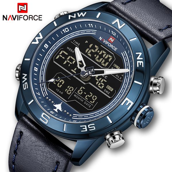 

2019 mens watches brand naviforce men fashion sport watch male waterproof quartz digital led clock mens wristwatch, Slivery;brown