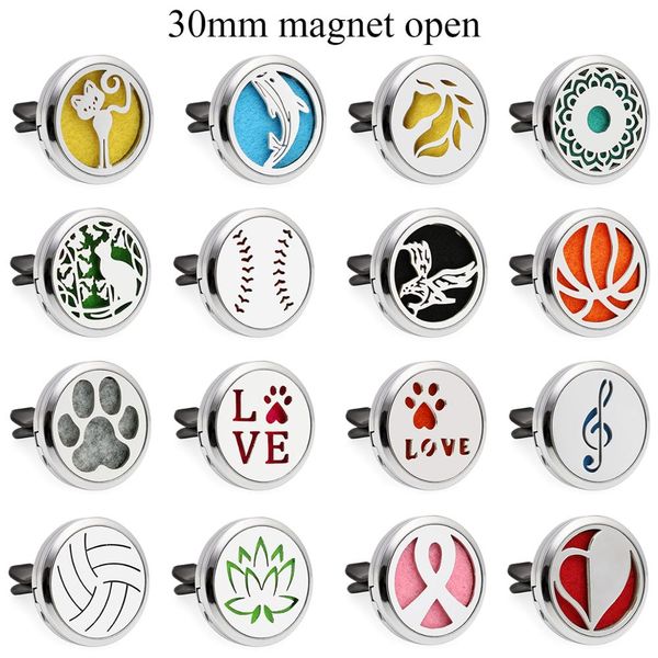 

30 мм любовь серебряный магнитный автомобильный диффузор духи масло медальон с 10 шт колодки, Silver