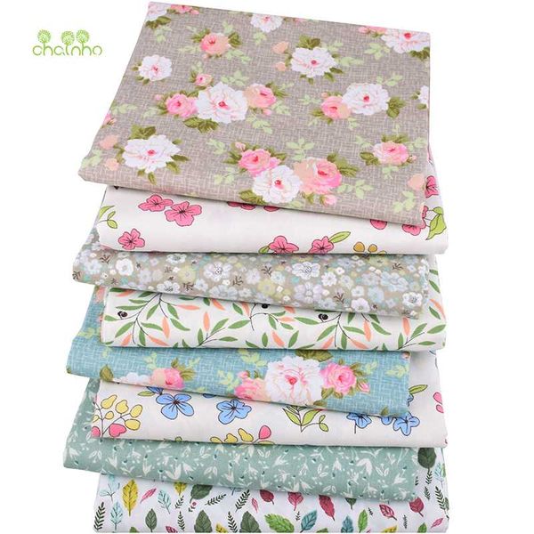

chainho, 8шт / серия, цветочные серии, печатное twill хлопок ткань, лоскутное ткань для diy шитье лоскутного младенца детского материал, Black;white