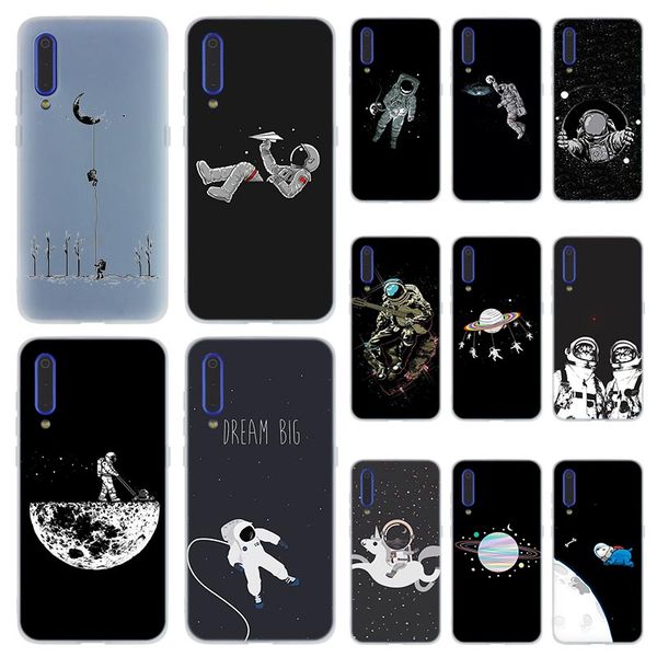 

fashion soft tpu phone case cover for coque xiaomi redmi 4x 4a 6a 7a y3 k20 5 plus note 8 7 6 5 pro funny space love moon astronaut cat