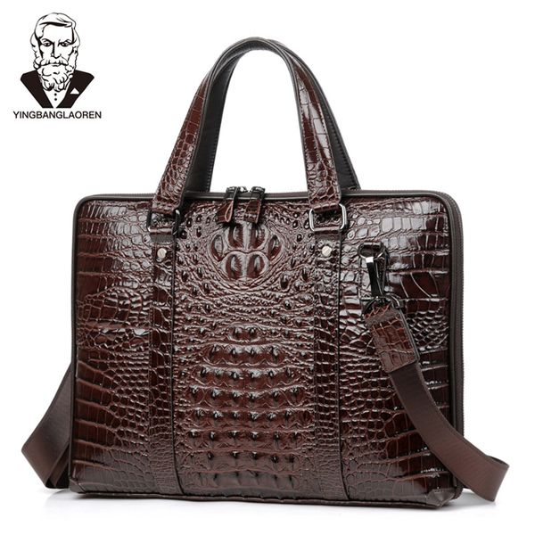 

100% genuine leather men's briefcase men bag alligator prints sacs pour hommes maleta 15inch computer bag a case for documents