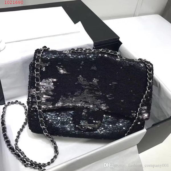 

Full of per onality party bag fa hionable and relaxed temperament elegant genuine leather equin women chain bag