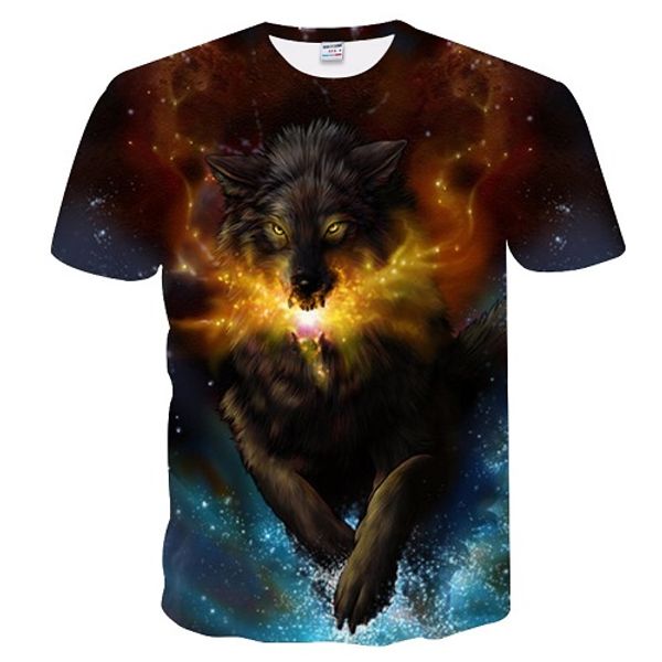 

dressing2020 2020 fashion brand t-shirt men/women summer 3d tshirt print wolf t shirt tees, White;black