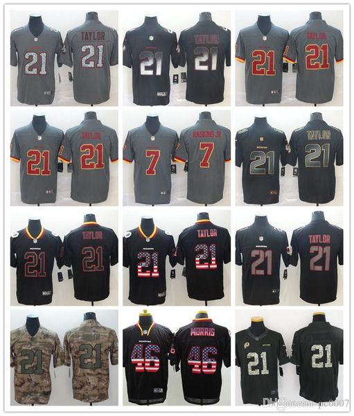 

washington jersey 7 dwayne haskins redskins 21 sean taylor 29 derrius guice 20 landon collins 26 peterson 91 kerrigan 0 smith nfl, Black