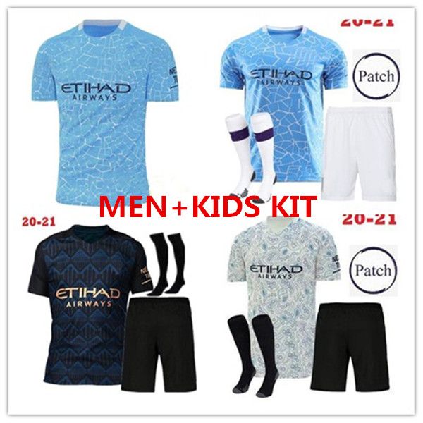 

adult kids kit 2021 manchester soccer jersey city KUN AGUERO home BOY SET 2020 STERLING city MAHREZ DE BRUYNE G.JESUS child kit