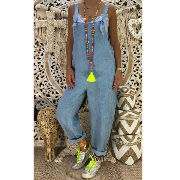 

women's jumpsuits & rompers women baggy one-piece loose overalls denim jeans bib trousers female dungarees harem strap long pants plus, Black;white