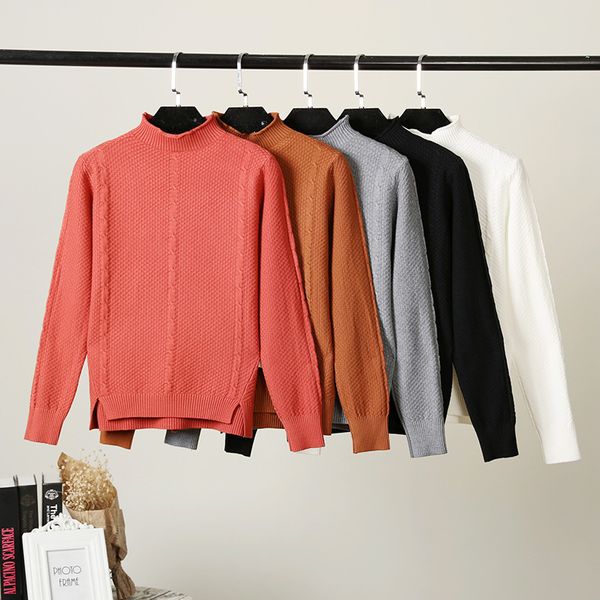 

women sweater split short loose 2019 autumn and winter korean version of wild bottoming pullovers wholesale hx009, White;black