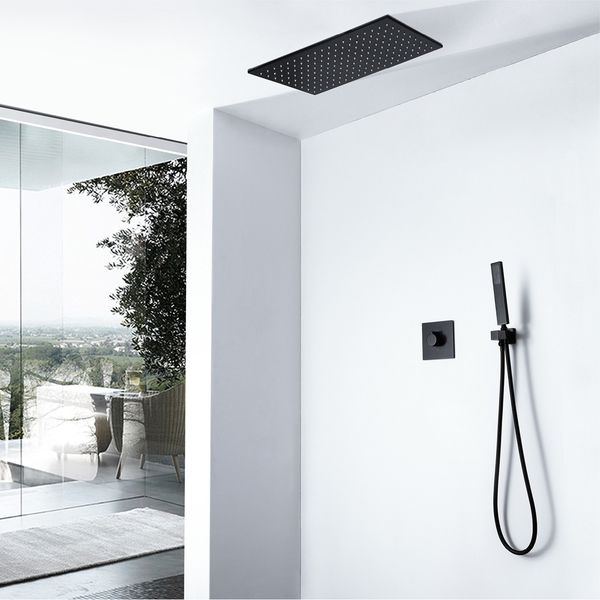 

rainfall led shower head rectangle black rain shower water power light shower faucets sets massage bathroom showers