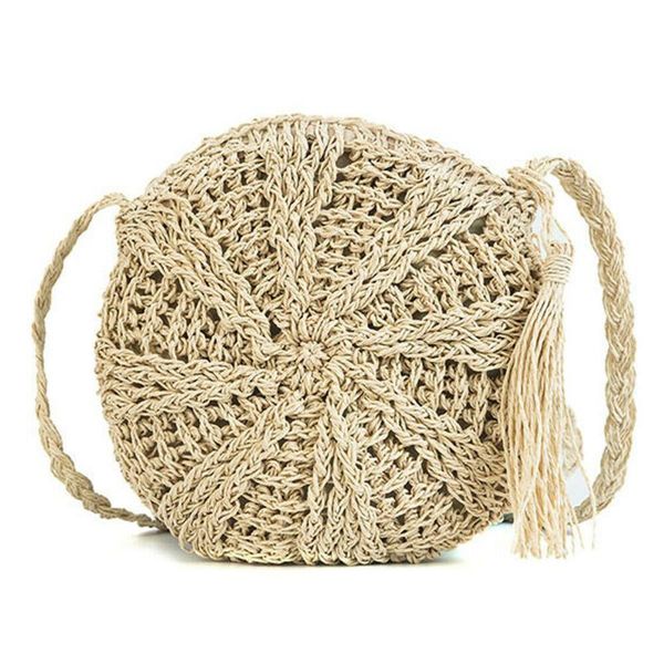 

2019 new round straw bag women's shoulder bag fashion hand-woven rattan bohemian beach
